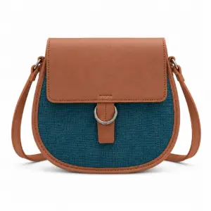 Bandolera de arpillera combinada Selena azul