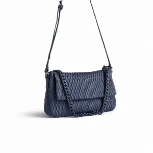 Bolso plegable Verona azul, con cadena  desmontable.