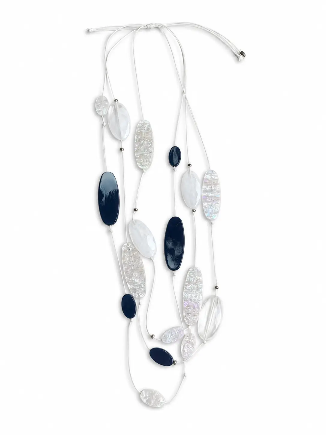 Collar Piedras Natural Azul Varias Vueltas Cordón Ajustable - Imagen 3