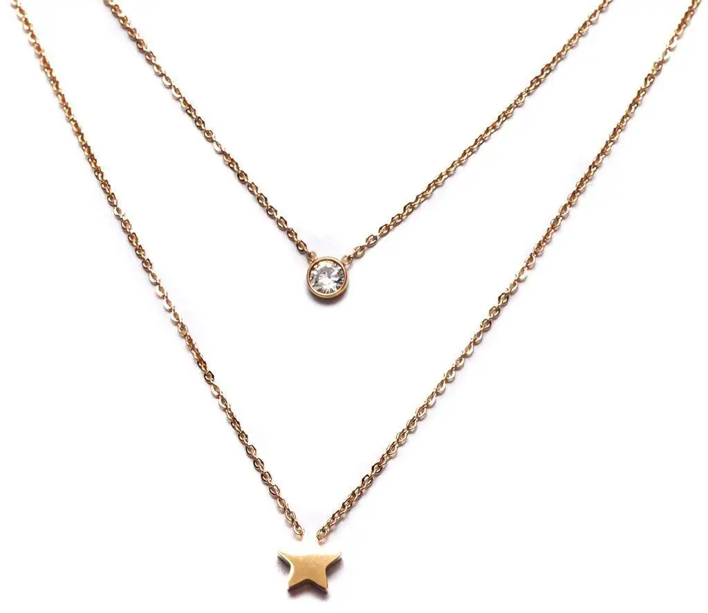 Collar doble estrella y brillante