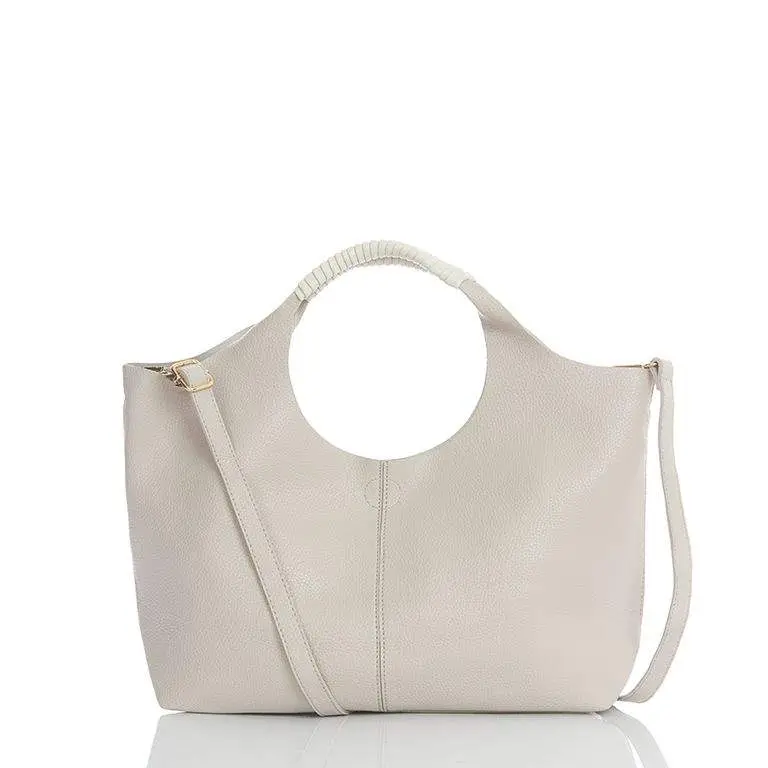 Bolso kitty con asa de mano redonda beige