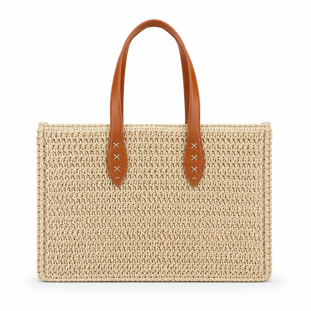 Bolso hilo vegetal con flores tonos negro - Imagen 2