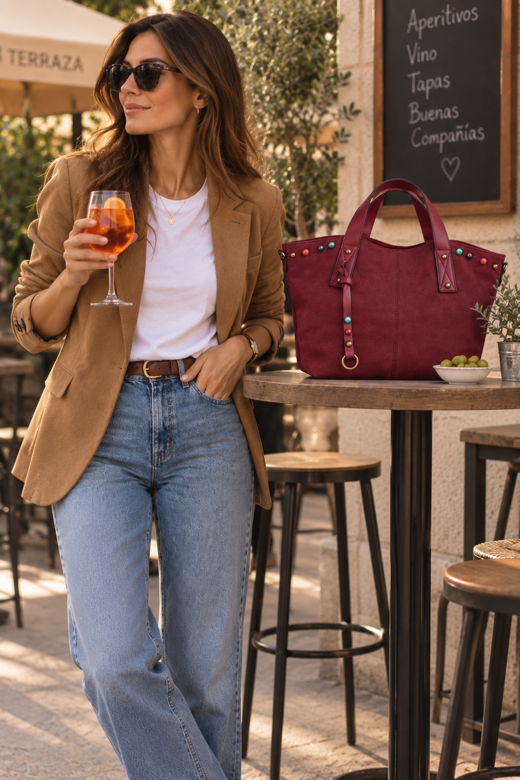 Bolso London con borlas color Burdeos - Imagen 5