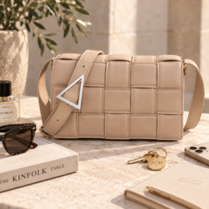Bandolera Lusitana Trenzada con Correa Ancha y Hebilla Triangular Khaki