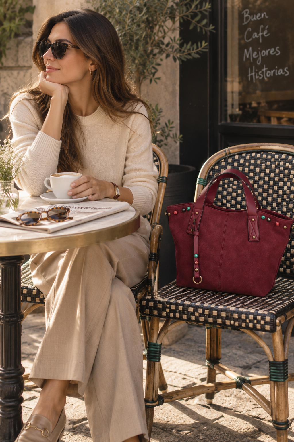 Bolso London con borlas color Burdeos - Imagen 2