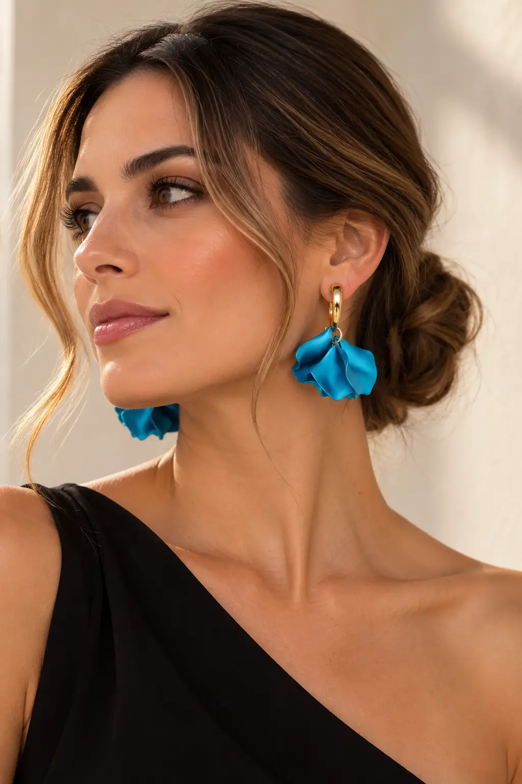 Pendientes pétalo corto Azul - Imagen 3