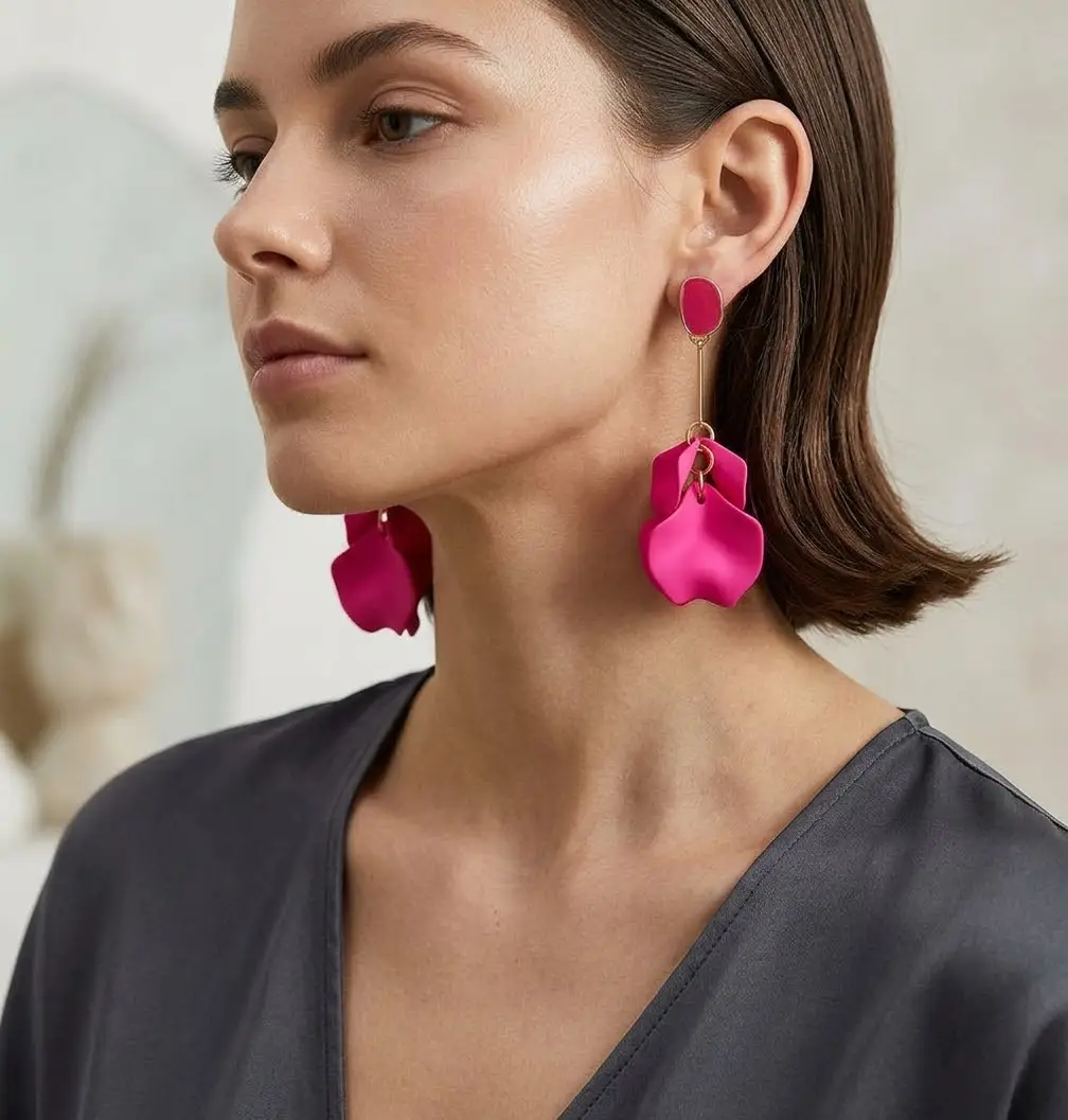 Pendientes Pétalo Fucsia - Imagen 2