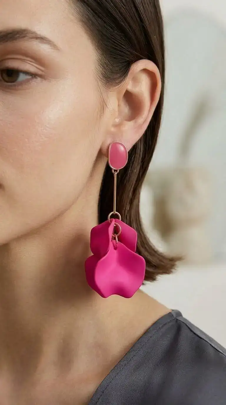 Pendientes Pétalo Fucsia - Imagen 4