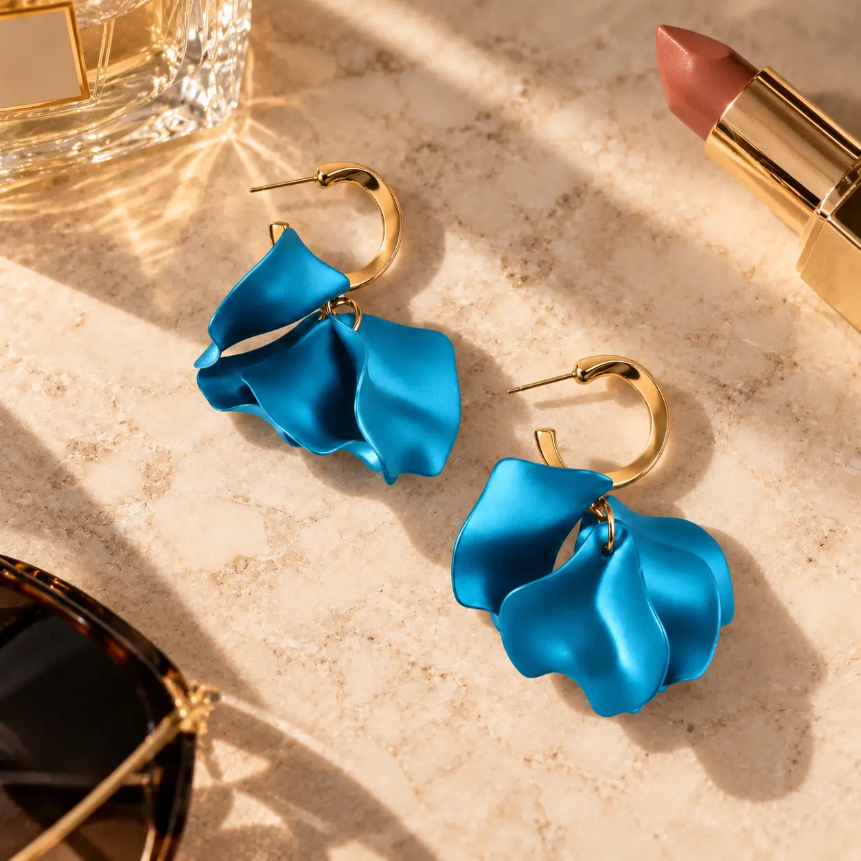 Pendientes pétalo corto Azul - Imagen 9